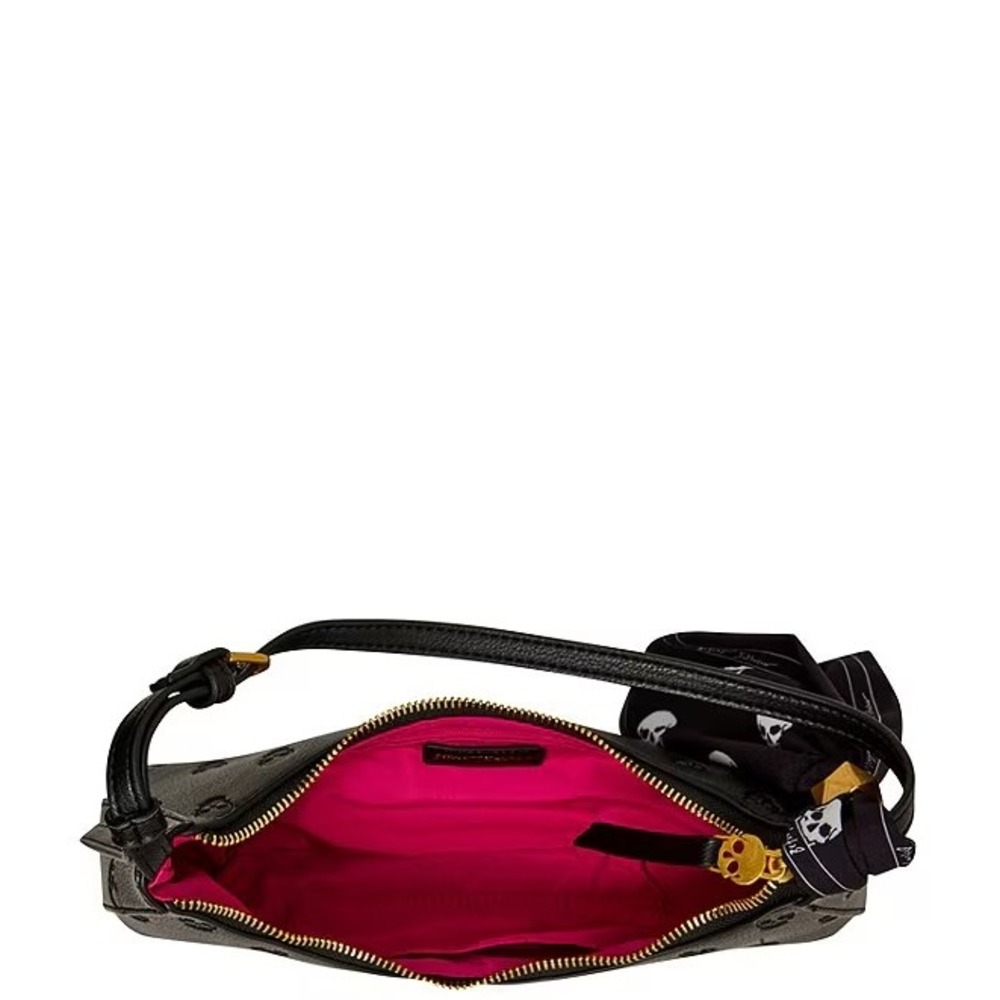 Betsey Johnson Black Embossed Shoulder Bag with Scarf NWT - Picture 3 of 10